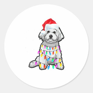 Sticker Rond Correspondance Pyjama T Chemise Bichon Frise Chien