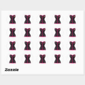 Sticker Rond Corset noir rose (Feuille)