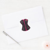 Sticker Rond Corset noir rose (Enveloppe)