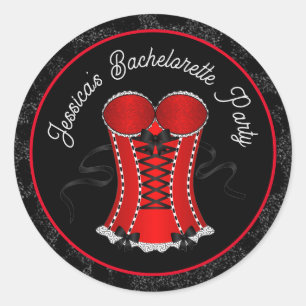 Sticker Rond Corset Rouge Coquin 