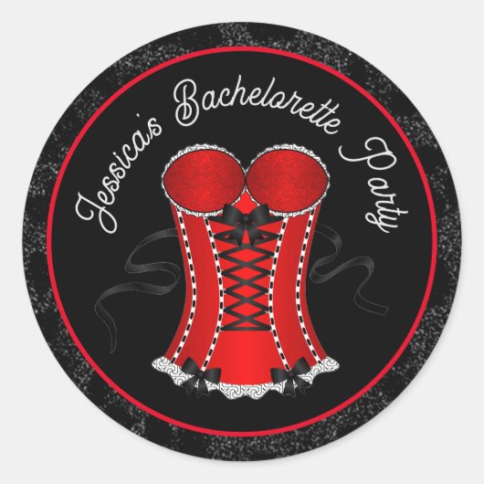Sticker Rond Corset Rouge Coquin  (Devant)