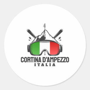 Sticker Rond Cortina D'ampezzo Italie Station de ski Rétro