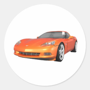 Sticker Rond Corvette 2008 : Voiture de sport : Orange Finish :