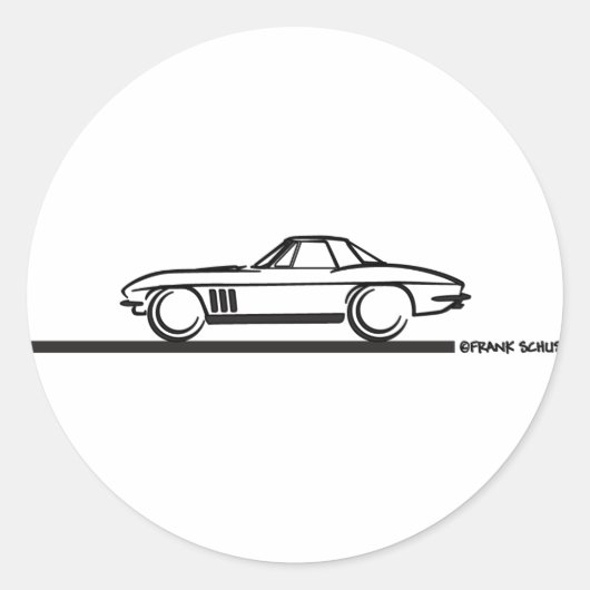 Sticker Rond Corvette Stingray Hardtop 1965 NOIR (Devant)