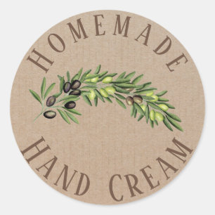 Sticker Rond cosmétique personnalisé rustique huile d'olive pro