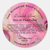 Sticker Rond Cosmétiques en marbre rose et or Faux (Devant)