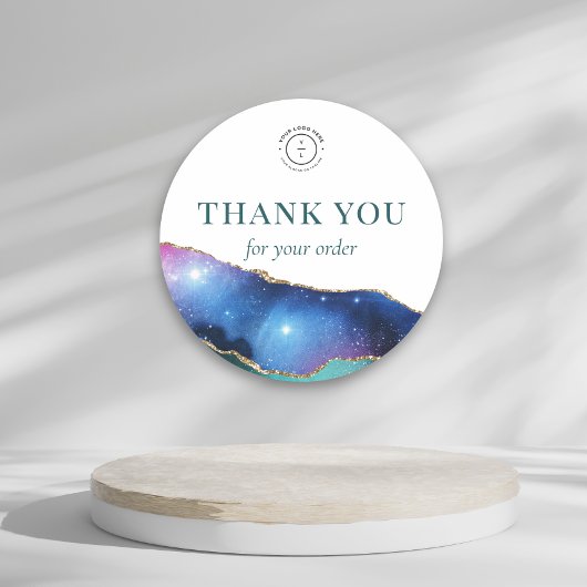 Sticker Rond Cosmic Crystal Geode Business Logo Merci