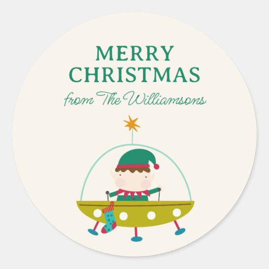 Sticker Rond Cosmic Elf Space Christmas Holiday Personalized (Devant)