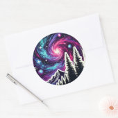 Sticker Rond Cosmic Forest: Galaxy Meets Nature (Enveloppe)
