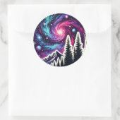 Sticker Rond Cosmic Forest: Galaxy Meets Nature (Sac)