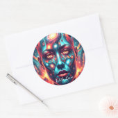 Sticker Rond Cosmic Mosaic Face "With Love" (Enveloppe)