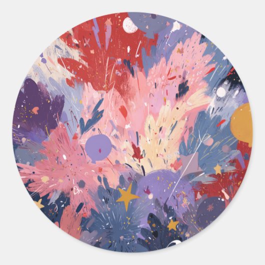 Sticker Rond Cosmic Party Abstract Explosion (Devant)