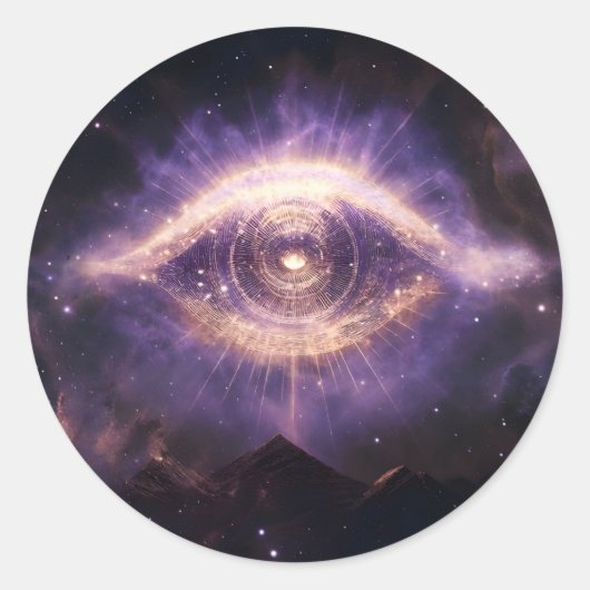 Sticker Rond Cosmic Third Eye Awakening - Spiritual Awareness (Devant)
