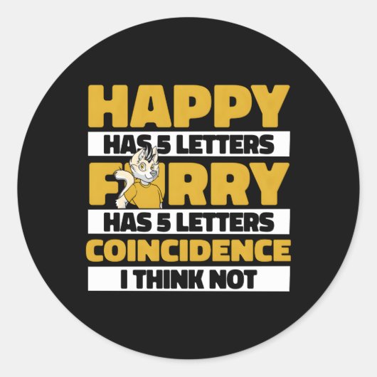 Sticker Rond Cosplay Happy Fursona Furries Furry Fandom (Devant)