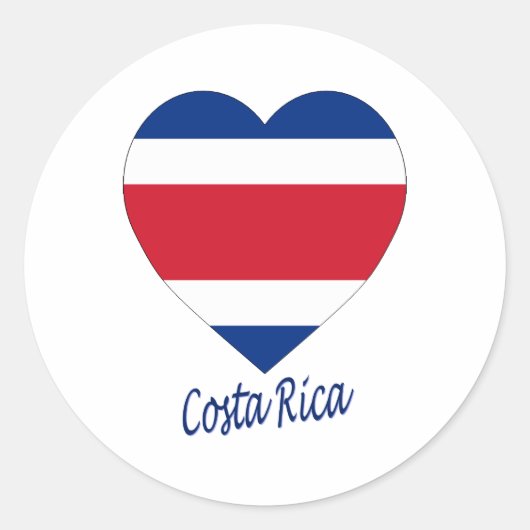 Sticker Rond Costa Rica (civil) Drapeau Coeur (Devant)