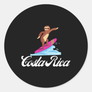 Sticker Rond Costa Rica Sloth de Surf Vacances Souvenir