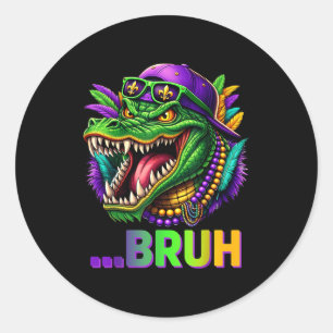 Sticker Rond Costume Alligator Bruh Mardi Gras Hommes Femmes En