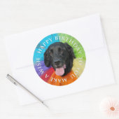 Sticker Rond Costumé Black Lab Joyeux anniversaire (Enveloppe)