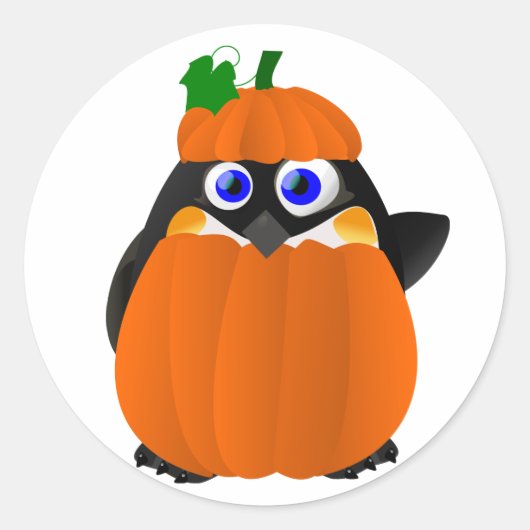 Sticker Rond Costume citrouille Halloween Penguin (Devant)
