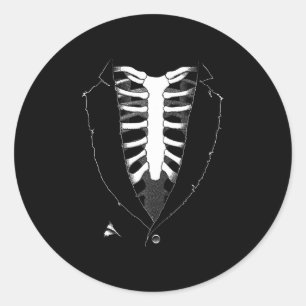 Sticker Rond costume cosplay de skeleton tuxedo, halloween