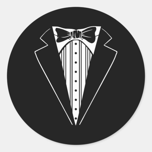 Sticker Rond Costume Cravate de cache Tuxedo Vest Veste (Devant)