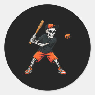 Sticker Rond Costume de baseball de citrouille de battage de sq