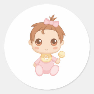 Sticker Rond Costume de bébé rose