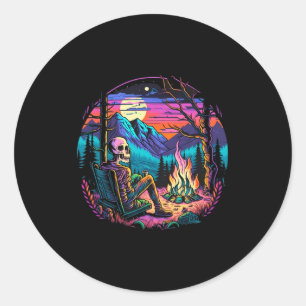 Sticker Rond Costume de camping de squelette Halloween Os Campe