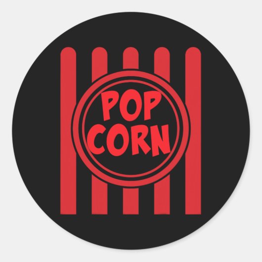 Sticker Rond Costume de Carnaval Popcorn Chemise Funny Rouge Bl (Devant)