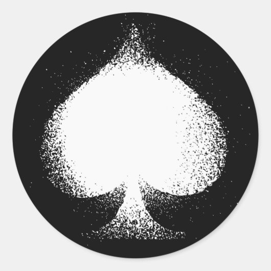 Sticker Rond Costume de carte Spades blanc-grunge (Devant)