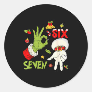 Sticker Rond Costume de déguisement de 6 7 Meme disant 67 Noël