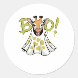 Sticker Rond Costume de fantôme de girafe mignon avec BOO! T-Sh