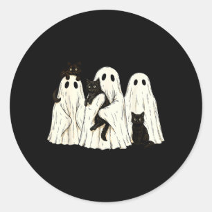 Sticker Rond Costume de fantôme de Halloween rétro tenant un ch