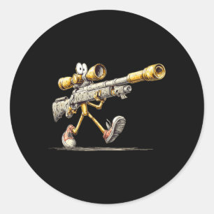 Sticker Rond Costume de fusil à marche pour tireur d'élite de p