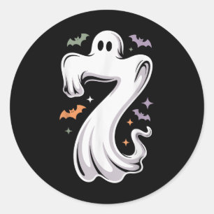 Sticker Rond Costume de Halloween drôle de mème de 7 fantômes a