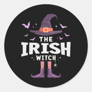 Sticker Rond Costume de jumelage de sorcière d'Halloween irland