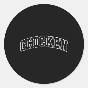 Sticker Rond Costume de lettrage athlétique drôle de poulet Ani