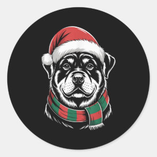 Sticker Rond Costume de Noël Chapeau et Écharpe de Père Noël po
