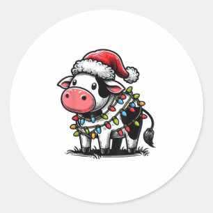Sticker Rond Costume De Noël De Vache Pour Enfants