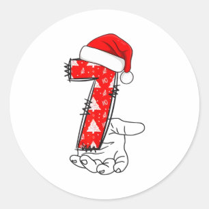Sticker Rond Costume de Noël Homme Femme Mème Correspondant Num