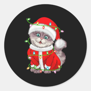 Sticker Rond Costume de Noël pour femmes avec lumières de chat 