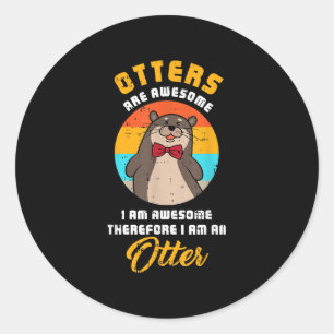 Sticker Rond Costume de Otter magnifique zoo animal mignon Hall