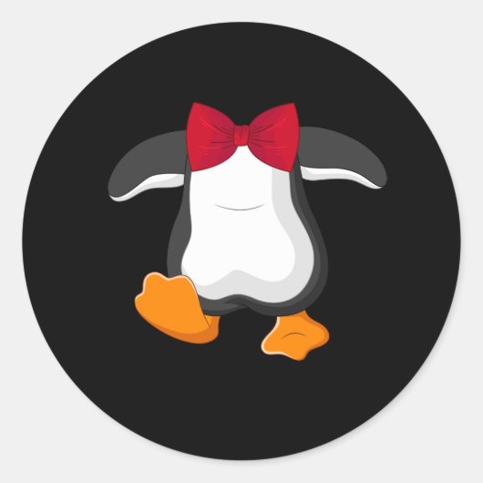 Sticker Rond Costume de pingouin adorable Tuxedo Bow Cravate Ha (Devant)