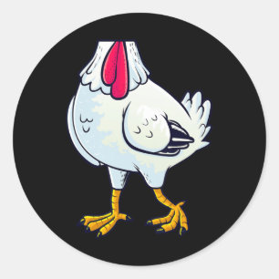 Sticker Rond Costume de poulet Corps Drôle Ferme Animaux de fer