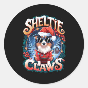 Sticker Rond Costume de propriétaire de Sheltie Shetland Sheepd
