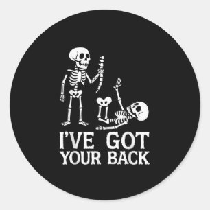 Sticker Rond Costume de skeletons Halloween J'ai ton dos Drôle