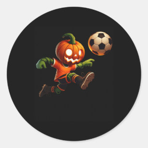Sticker Rond Costume de soccer Halloween visage de citrouille h