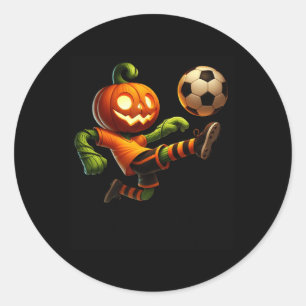 Sticker Rond Costume de soccer Halloween visage de citrouille h