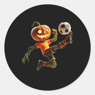 Sticker Rond Costume de soccer Halloween visage de citrouille h