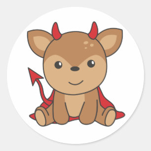 Sticker Rond Costume de sorcière Deer Halloween Cute Devil Clas